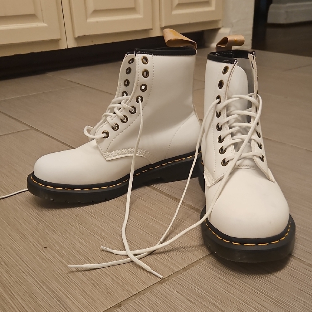 Dr. Martens White Vegan Leather Boots